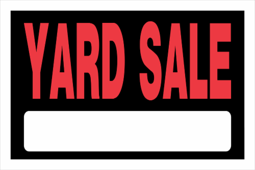 Hillman Yard Sale Sign - Black/Red Perspective: front