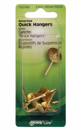 Hillman AnchorWire Brass-Plated Assorted Quick Hanger 10 lb 6 pk Hillman AnchorWire Brass-Plated Assorted Quick Hanger 10 lb 6 pk
