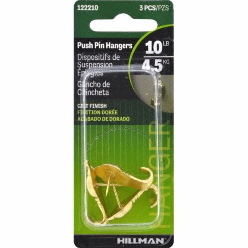 Hillman™ AnchorWire Gilt Push Pin Picture Hook Perspective: front