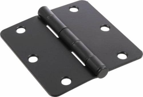 Hillman Round Corner Residential Door Hinges - Black Perspective: front