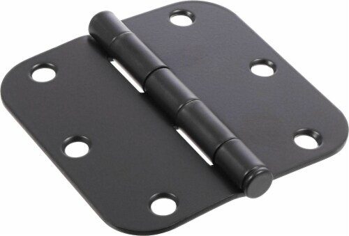 Hillman Round Corner Residential Door Hinges - Black Perspective: front