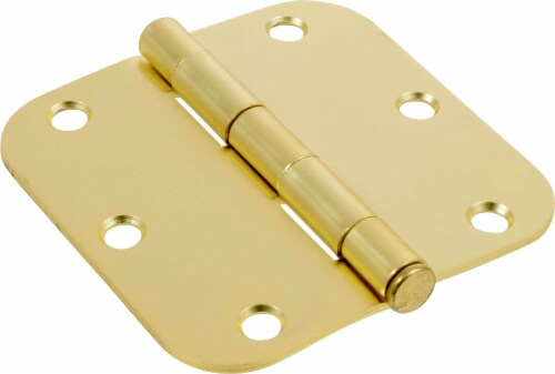 Hillman Round Corner Residential Door Hinges - Gold Perspective: front