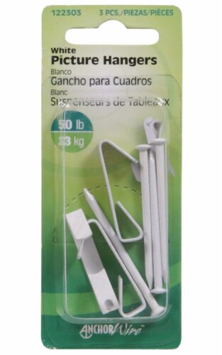 Hillman AnchorWire Steel-Plated White Standard Picture Hanger 100 lb 2 pk Hillman AnchorWire Steel-Plated White Standard Picture Hanger 100 lb 2 pk