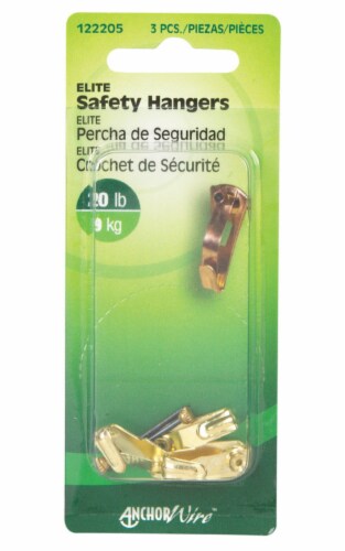 Hillman Elite Brass-Plated Safety All Purpose Hanger 20 lb 3 pk Hillman Elite Brass-Plated Safety All Purpose Hanger 20 lb 3 pk