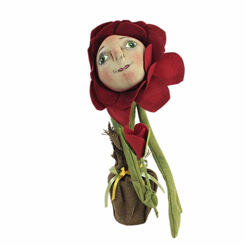 Joe Spencer Poppy Sunflower Cloth Figurine Gathered Traditions Flower Xfgs76861 Perspective: front
