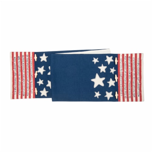 Patriotic American Flag 4th of July Table Runner Perspective: front