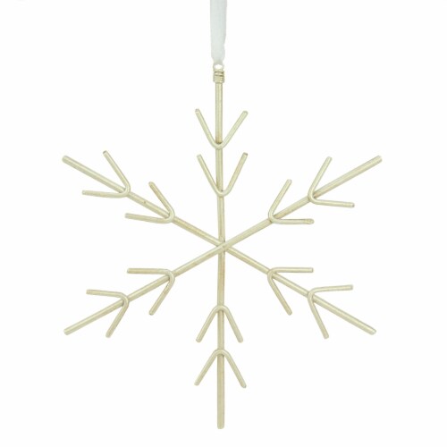 Gallerie II 6  Pastel Dreams Pearlized Off-White Snowflake Shaped Christmas Ornament Perspective: front