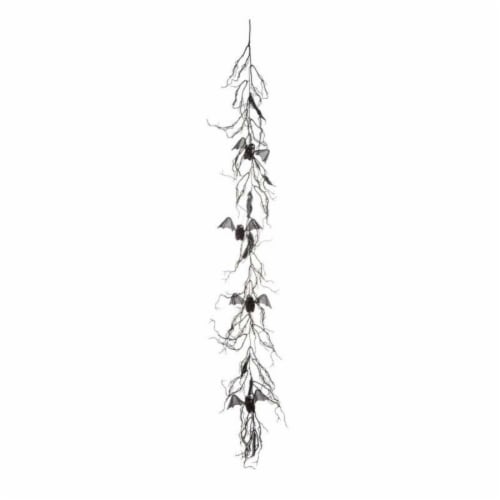 Halloween Batty Black Vine Garland Wire Spooky Bats Glittered Gar75669 Perspective: front