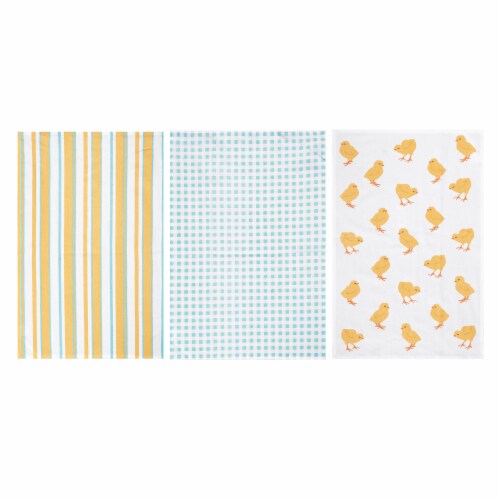 Yellow Chicks Easter Flour Sack Kitchen Towel Dishtowel Set of 3 Perspective: front