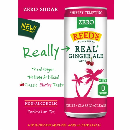 Reed's® Zero Sugar Shirley Tempting Ginger Ale with Cherry Perspective: front