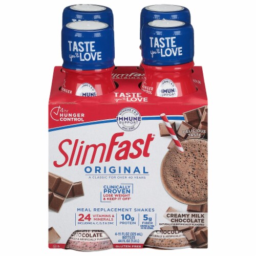 SlimFast® Original Creamy Milk Chocolate Ready To Drink Meal Replacement  Shakes, 4 bottles / 11 fl oz - Pay Less Super Markets