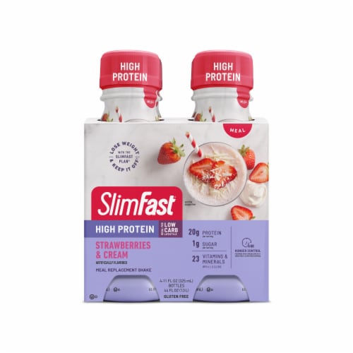 SlimFast Advanced Nutrition Strawberries & Cream Meal Replacement Shakes Perspective: front