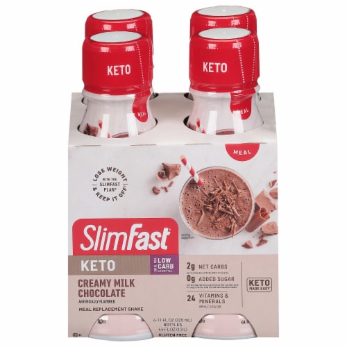 SlimFast® Keto Ready to Drink Creamy Milk Chocolate Meal Replacement Shakes Perspective: front