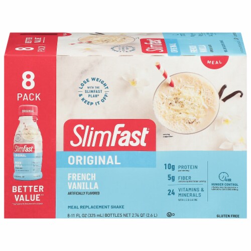 SlimFast® Original French Vanilla Meal Replacement Shakes, 8 bottles / 11 fl  oz - Kroger