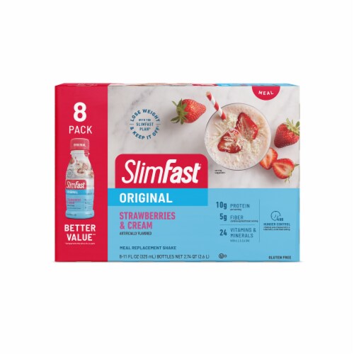 SlimFast® Original Strawberries & Cream Ready To Drink Meal Replacement Shakes Perspective: front