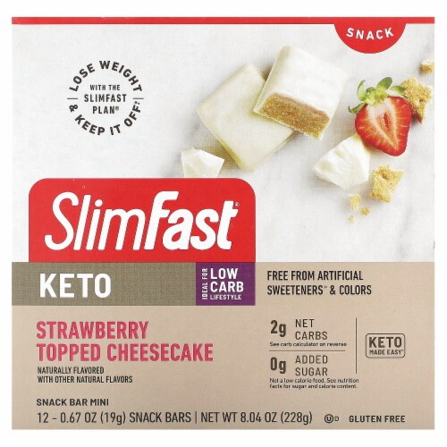 SlimFast® Keto Fat Bomb™ Mini Strawberry Cheesecake Bars Perspective: front
