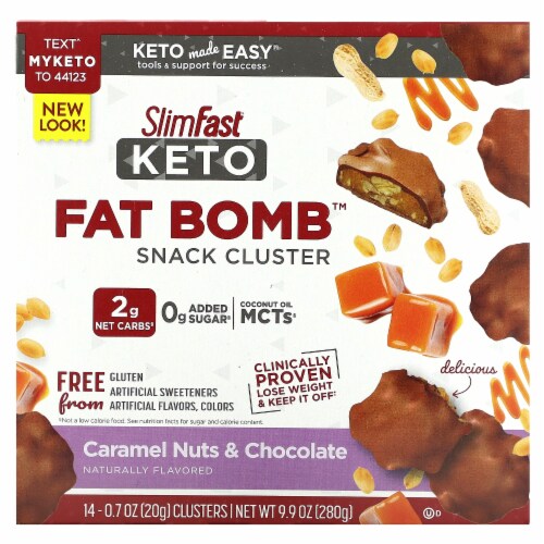 SlimFast® Keto Fat Bomb™ Caramel Nut Clusters Perspective: front