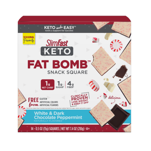SlimFast Keto Fat Bomb - White Chocolate Peppermint Perspective: front