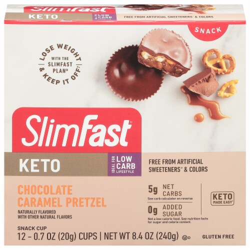 SlimFast® Fat Bomb™ Keto Chocolate Caramel Pretzel Snack Cup Perspective: front