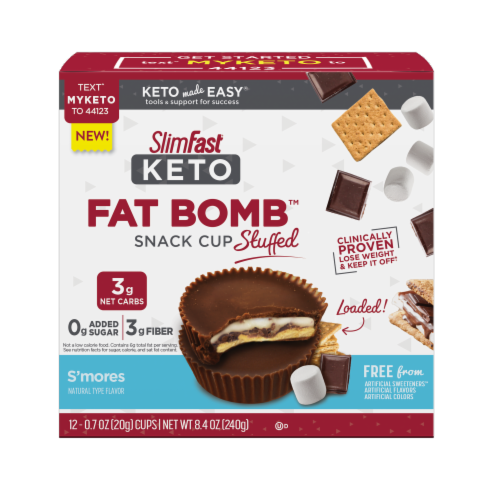 SlimFast Keto Fat Bomb S'mores Stuffed Snack Cups Perspective: front