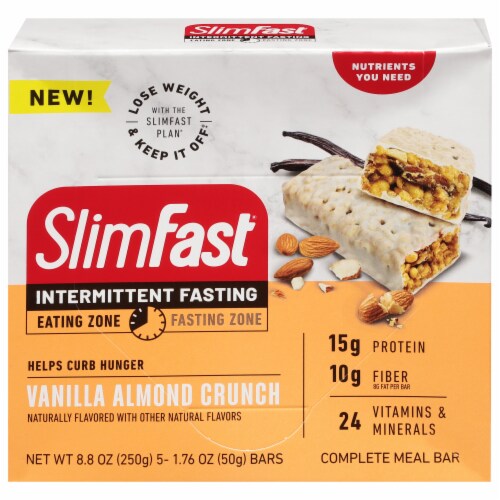 SlimFast® Intermittent Fasting Vanilla Almond Crunch Meal Bars Perspective: front