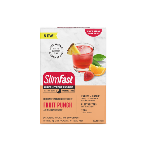SlimFast® Intermittent Fasting Fruit Punch Hydration Stick Pack Perspective: front