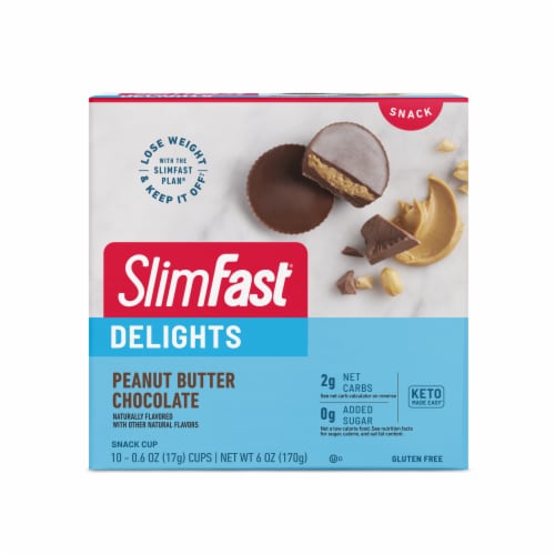 SlimFast Delights Peanut Butter Chocolate Snack Cup Perspective: front
