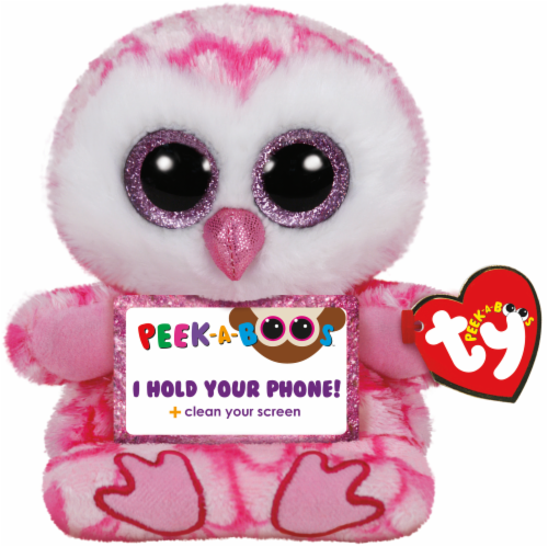 Ty Peek-A-Boos Milly Plush Owl - Pink/White Perspective: front