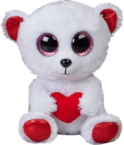 Ty Beanie Boos Cuddly Bear - White/Red Perspective: front