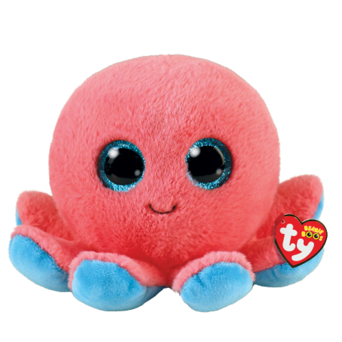 Ty Inc Sheldon the Octopus Coral Plush Stuffed Animal Perspective: front