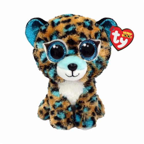 TY Beenie Boos Cobalt Blue Spotted Leopard Plush Perspective: front