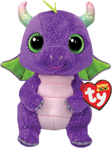 TY Beenie Boos Daphine Purple Dinosaur Plush Perspective: front