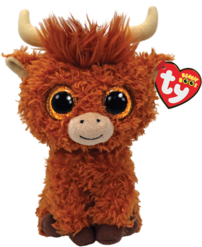 TY Inc Alfie Highland Cow Regular Plush - Brown Perspective: front