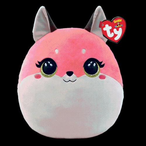 Ty Inc Squish a Boo's Pink Fox Clip 10 inch - Roxie Perspective: front