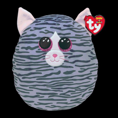 Ty Inc Gray Squish Kiki Cat Plush Perspective: front