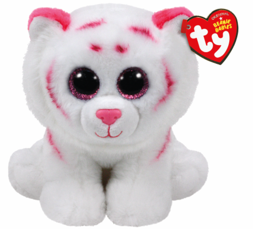 Ty Beanie Babies Tabor Plush Tiger - White/Pink Perspective: front