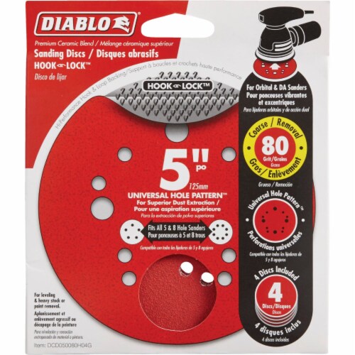 Diablo 4pk 5" 80g Sanding Disc DCD050080H04G Perspective: front