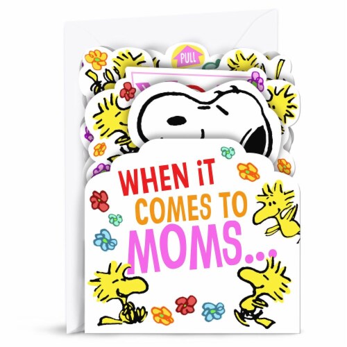 Mother's Day Card #60: Hallmark Snoopy and Woodstock Pop Up Plays "Linus and Lucy" Song Perspective: front