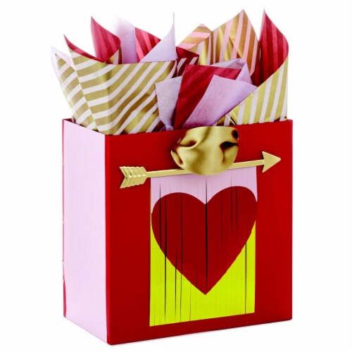 Valentine's Day Bag #65: Hallmark 7" Medium Valentine's Day Gift Bag with Tissue (Heart Banner) Perspective: front