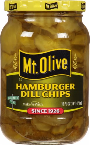 Mt Olive Hamburger Dill Pickle Chips, 16 fl oz - Foods Co.