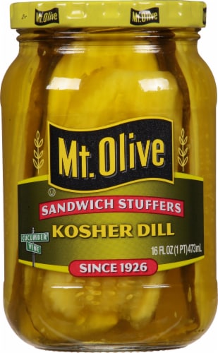 Mt. Olive Kosher Dill Pickle Sandwich Stuffers Perspective: front