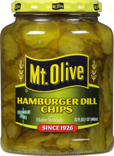 Mt Olive Hamburger Dill Pickle Chips Perspective: front