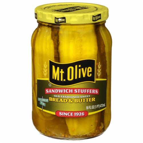 Mt. Olive Old-Fashioned Sweet Bread & Butter Sandwich Stuffer Pickles, 16  fl oz - Harris Teeter