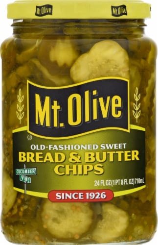 Mt Olive Sweet Bread & Butter Pickle Chips Perspective: front