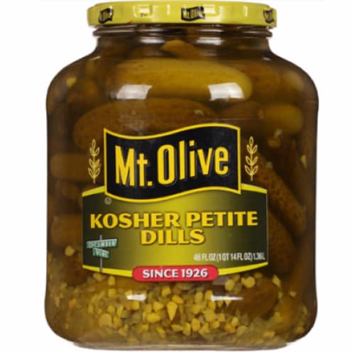 Mt. Olive Kosher Petite Dills Fresh Pack Pickles Perspective: front