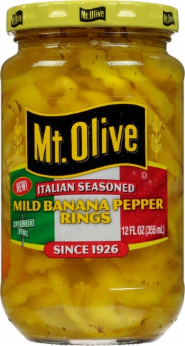 Mt. Olive Italian Seasoned Mild Banana Pepper Rings Perspective: front