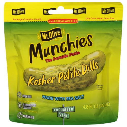 Mt. Olive Munchies Kosher Petite Dills Pickle Pouch Perspective: front
