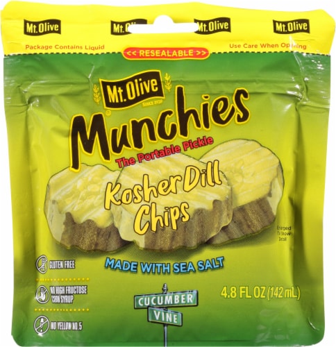 Mt. Olive Munchies Kosher Dill Chip Pickle Pouch Perspective: front