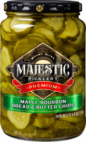 Majestic Picklery Premium Maple Bourbon Bread & Butter Chips Perspective: front