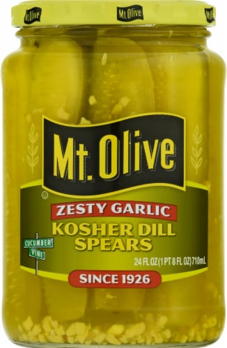 Mt. Olive Zesty Garlic Kosher Pickle Spears Perspective: front